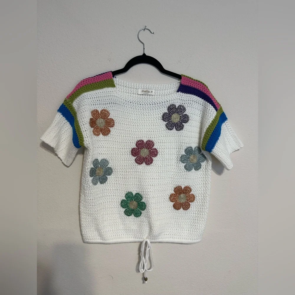 Mello Floral Knit Women's Sweater - White - Picture 2 of 15